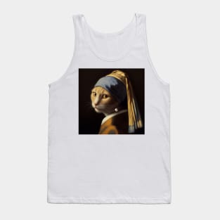 Cat with a Pearl Earring Tank Top